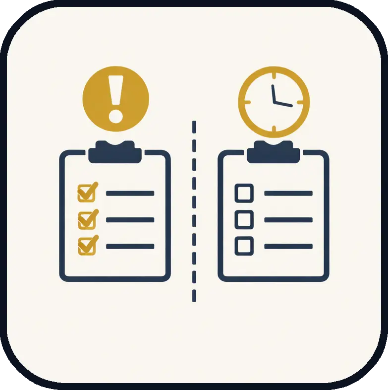 Brak rozróżnienia między pilnymi zadaniami a tym, co można zaplanować później